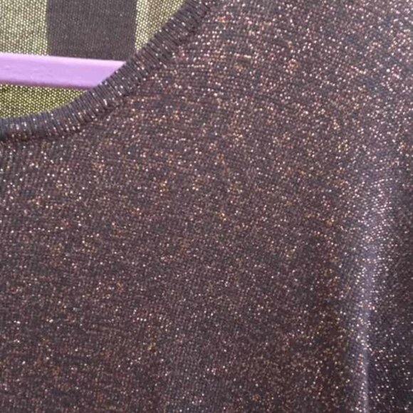 Lane Bryant Holiday Design Collection Metallic Bronze Weaving Dark Brown Sweater - Picture 9 of 9